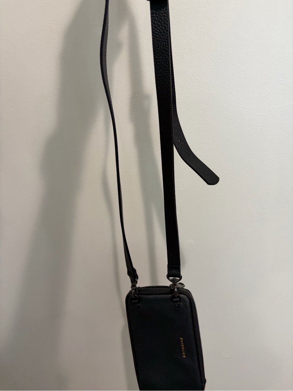 Bandolier Black Leather Expanded Pouch. Silver metal. POUCH AND STRAP ONLY - Picture 4 of 6